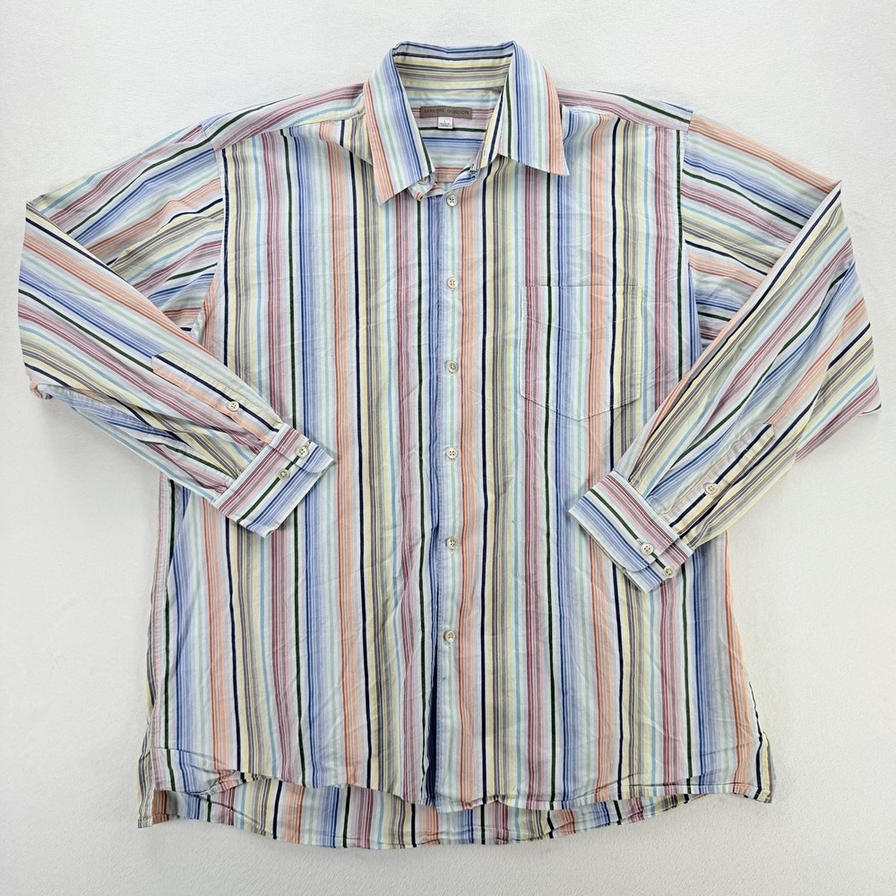 Martin Gordon Shirt Mens Large Multicolor Stripe Button Up Long Sleeve Casual